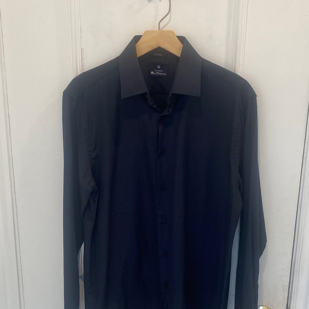 BNWT Ben Sherman Dark Blue Slim Fit Dress Shirt
